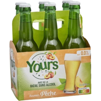 Bière Saveur Pêche Sans Alcool 0,0% YOURS - 6x33cL