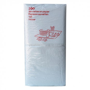 200 serviettes blanches 1 pli - 30cm