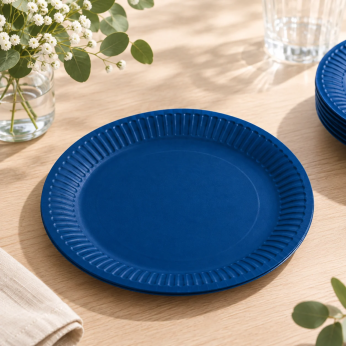 Lot de 16 assiettes bleu foncé en carton 18cm 