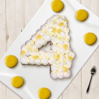 Number Cake - Chocolat blanc / Citron - Numéro 4 - 8 parts