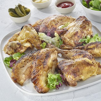Plateau de poulet rôti découpé en 6