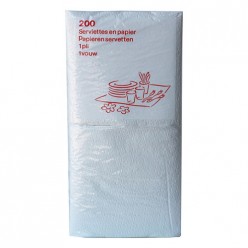 200 serviettes blanches 1 pli - 30cm