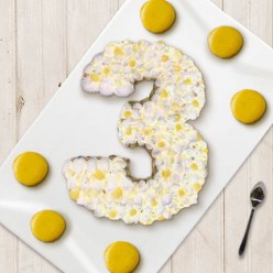Number Cake - Chocolat blanc / Citron - Numéro 3 - 15 parts