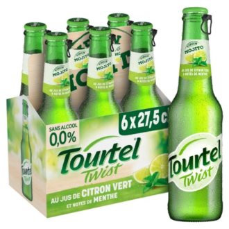 Bière Aromatisée Jus de Citron vert et Menthe Sans Alcool 0,0% TOURTEL TWIST - 6x27,5cL