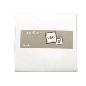 50 serviettes blanches - 25cm_carrefour_traiteur
