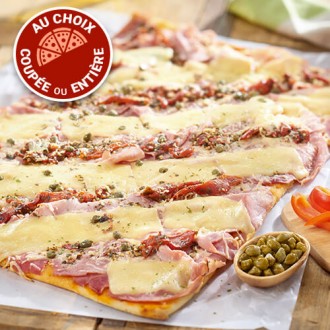 La Pizza jambon, mozzarella et tomates confites