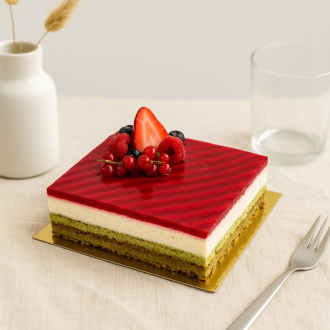 Entremet fraise pistache - 4 parts 