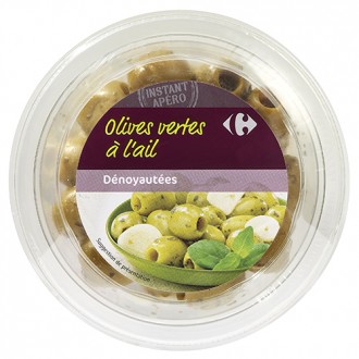 Olives vertes dénoyautées à l'ail