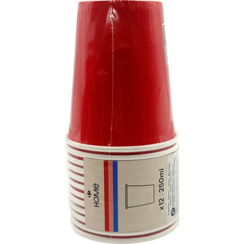 12 gobelets rouges en carton - 20cl 