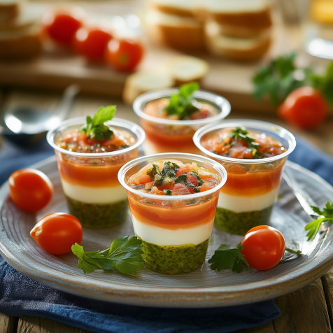 4 verrines pasteurisées pesto tomates et mozzarella