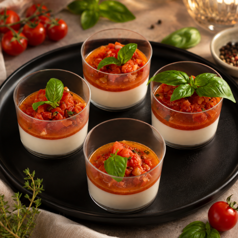 4 verrines noix de Saint-Jacques et tartare de tomates basilic