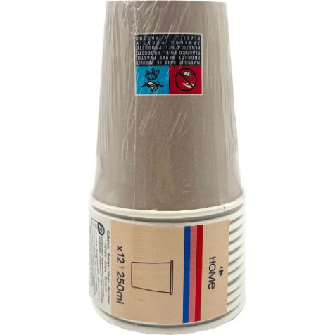 12 gobelets taupe en carton - 25cl